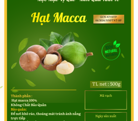 Hạt Macca Đức Liêm, hộp pet 500gr (nhãn xanh Đặc sản Bình Phước)